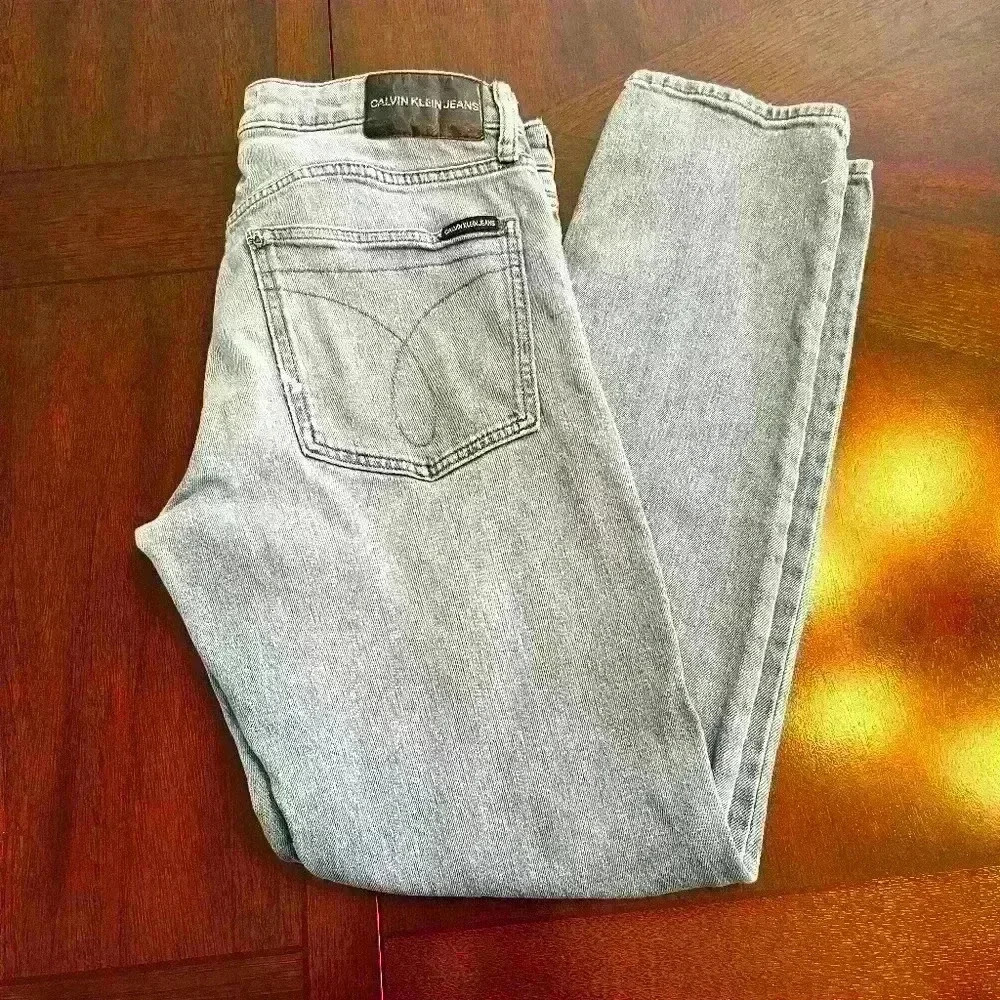 Calvin Klein Womens Slim Boot Cut Jeans Size 32x 32 Sandblast Blue Denim Pockets